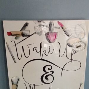 Wake Up & Makeup Canvas Wall Art Print Makeup Lover Gift Home Decor